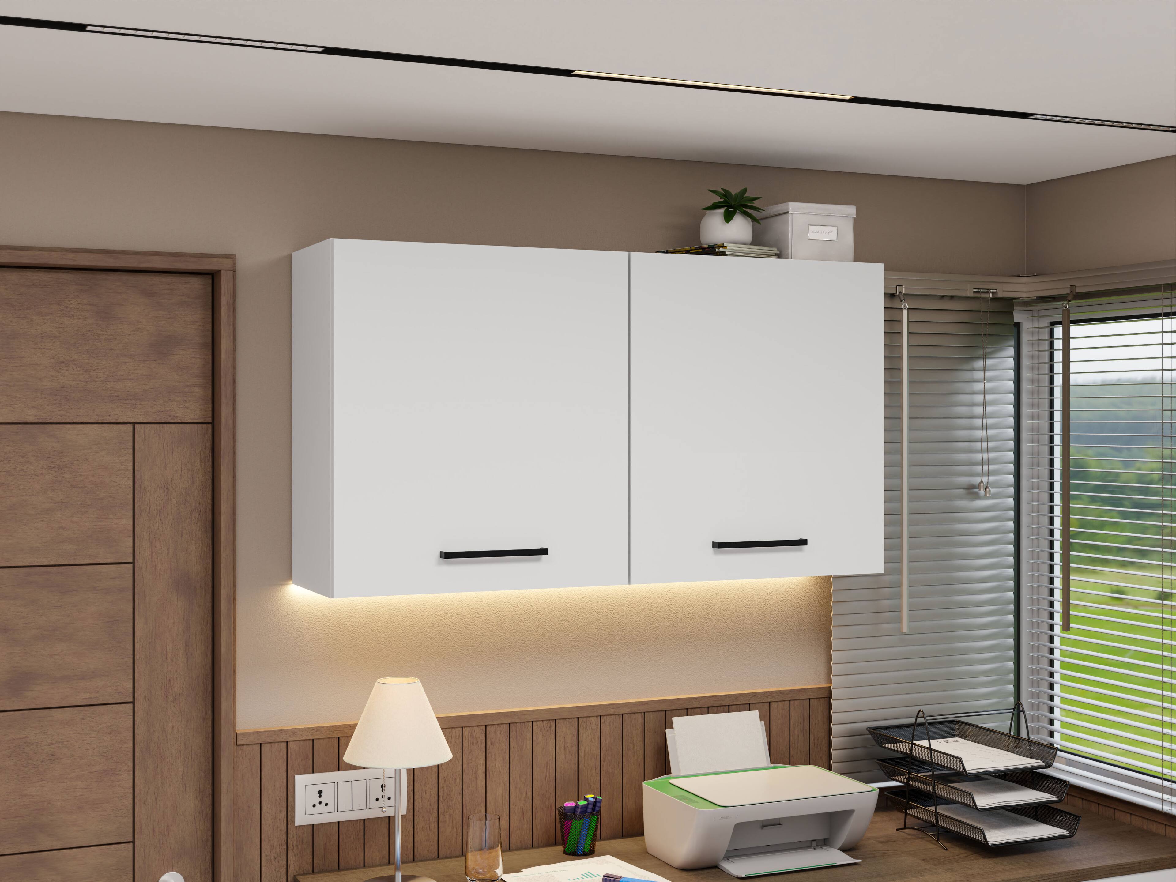 Alt View 5. Madesa - Madesa Office Cabinet with 2 Doors Unit for Office Supplies, Documents, Files, Home Office or Workspace – White - White.