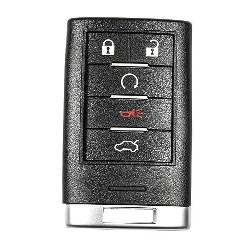Angle. HQRP - Remote key fob shell case, 5-button keyless entry housing for Cadillac CTS DTS STS SRX XTS ATS - Black.