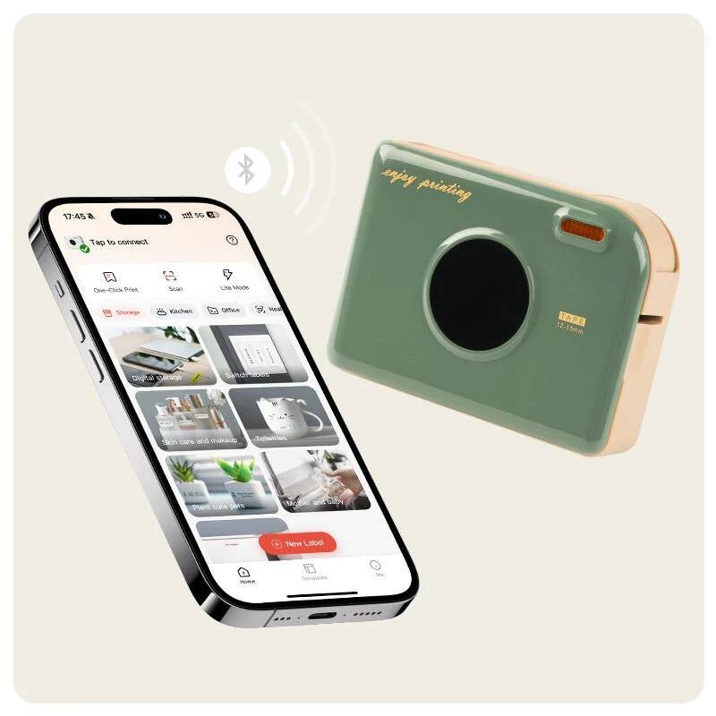 17:45  
Tap to connect  

One-Click Price  
Scan  
List Mode  

Storage  
Kitchen  
Office  
Home  

Digital Storage  
Switch Hangers  
Skin care and makeup  
Favourites  
Plant Care tips  
Mood and Baby  

New Label  

enjoy printing  
TAPE  
12-10mm