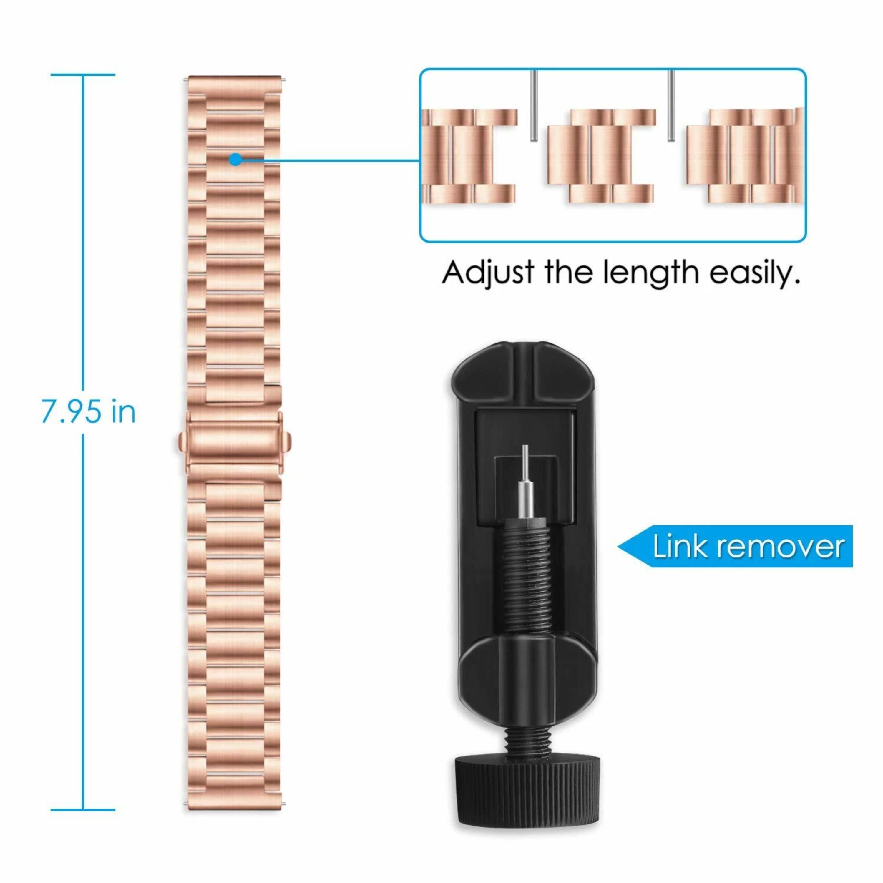Adjust the length easily.  
7.95 in  
Link remover