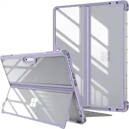 Fintie - Hard Case for 13 inch Microsoft Surface Pro 12th (2026)/11th/10/9, Shockproof Folio Rugged Cover with Clear Back Shell - Lilac Purple
