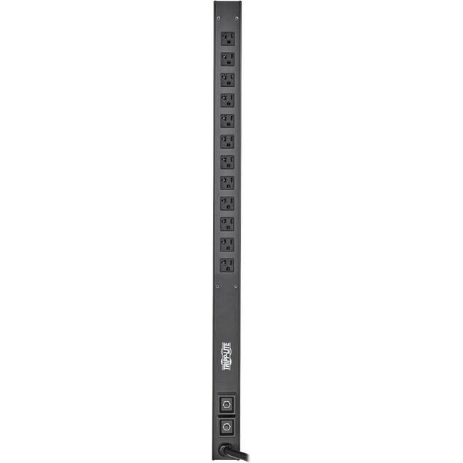 Front. Tripp Lite - Tripp Lite by Eaton PDU 2.9kW 120V Single-Phase Basic PDU - 12 NEMA 5-15/20R Outlets L5-30P Input 10 ft. Cord 36 in. 0U - Black.