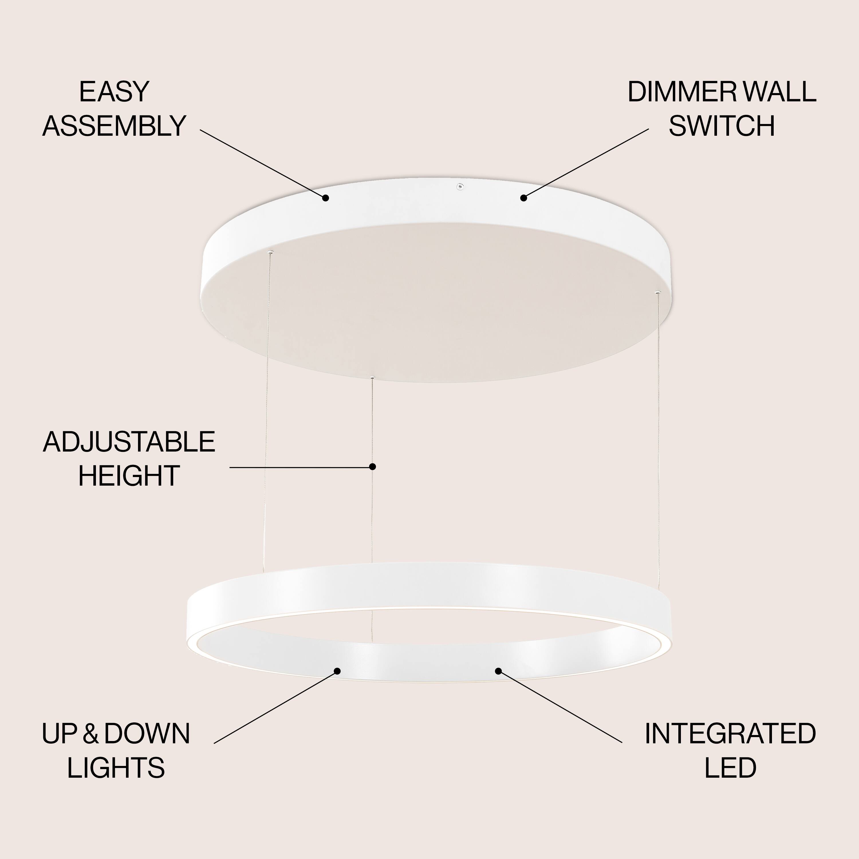 EASY ASSEMBLY DIMMER WALL SWITCH ADJUSTABLE HEIGHT UP & DOWN LIGHTS INTEGRATED LED