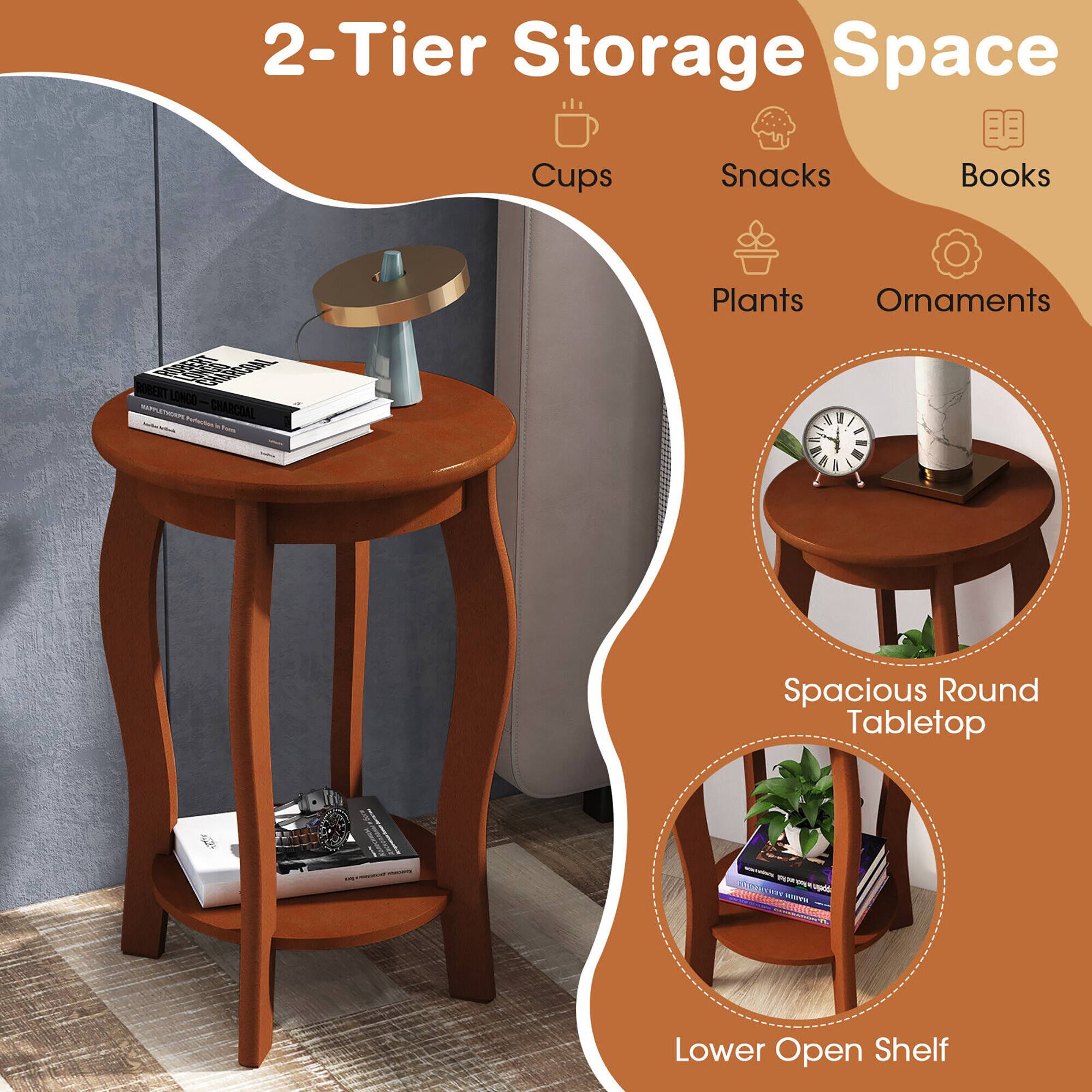 2-Tier Storage Space  
- Cups  
- Snacks  
- Books  
- Plants  
- Ornaments  

Spacious Round Tabletop  

Lower Open Shelf  

ROBERT LENER  
LONOO-CHARCOAL CHARCOAL hotartas - I