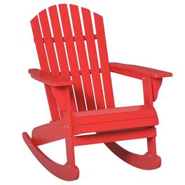 Outsunny - Wooden Adirondack Rocking Chair Outdoor Lounge Chair Fire Pit Seating with Slatted Wooden Design, Fanned Back - Red
