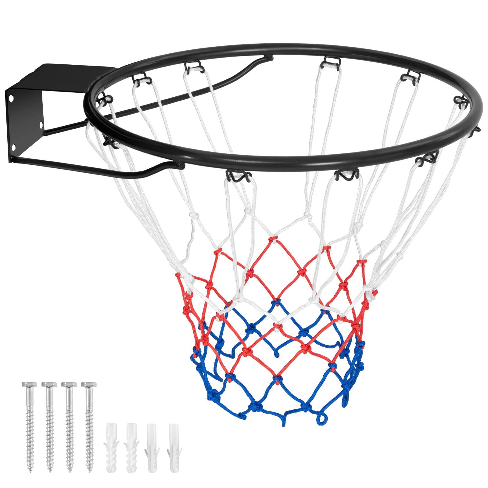 Front. Gymax - Gymax 15'' Basketball Rim Wall Door Mounted Basketball Hoop w/ All Weather Net Black - Black.