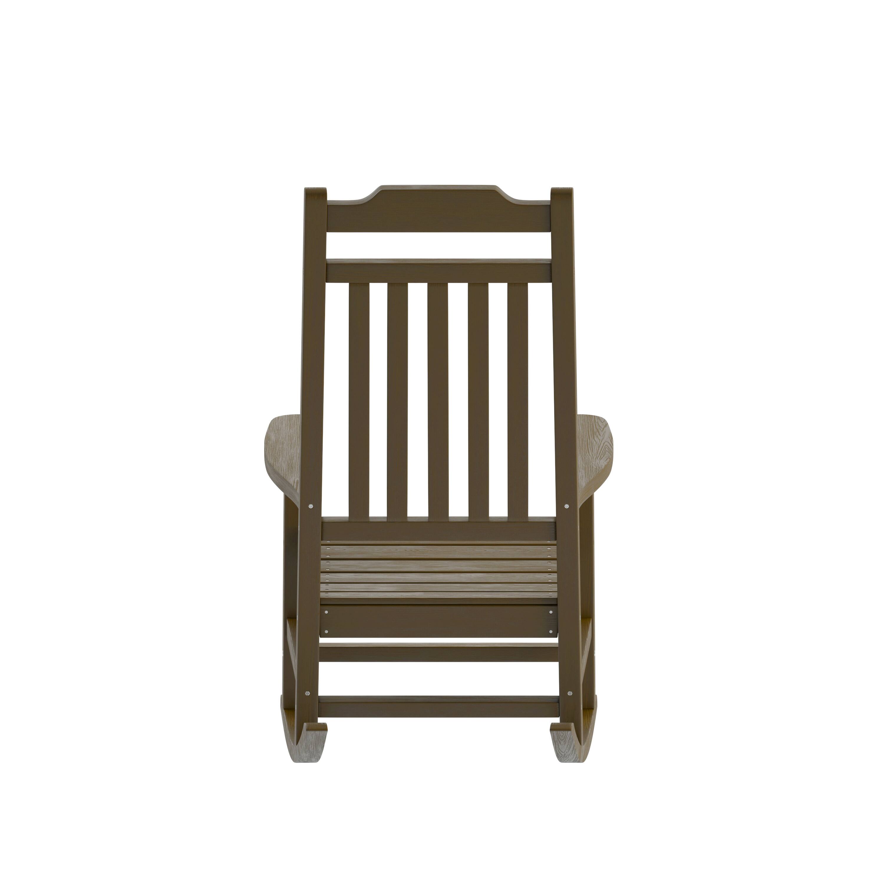 Alt View 7. Emma + Oliver - All-Weather Poly Resin Wood Rocking Chair - Patio and Backyard Furniture - Mahogany.