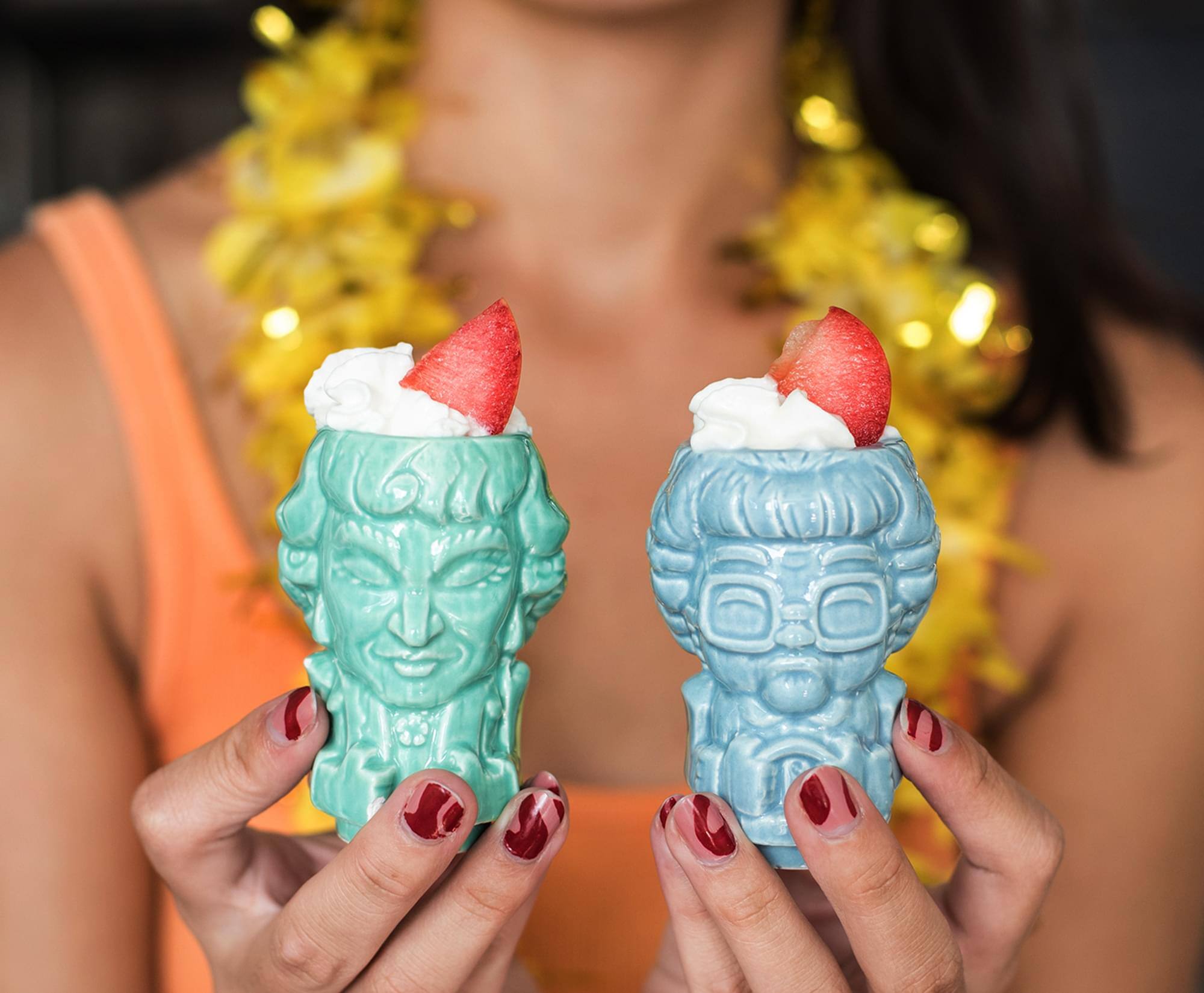 Alt View 2. ThinkGeek - Geeki Tikis The Golden Girls Ceramic 2 Ounce Muglet Mini 3 Inch Glasses Set Of 4 Toynk Exclusive - Multi-Colored.