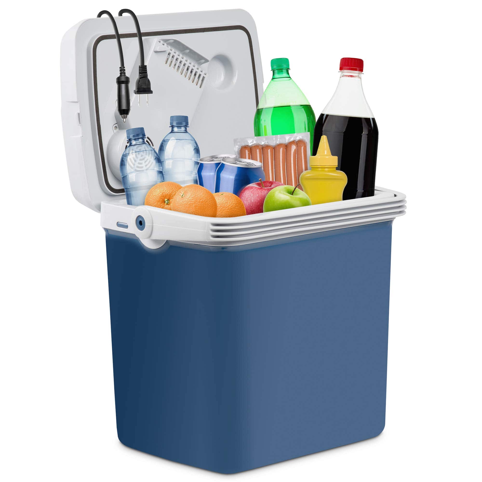 Ivation - Electric Cooler & Warmer, 27 Qt (25L) Portable Fridge with Handle – AC/DC Powered for Car, Home & Travel - Blue