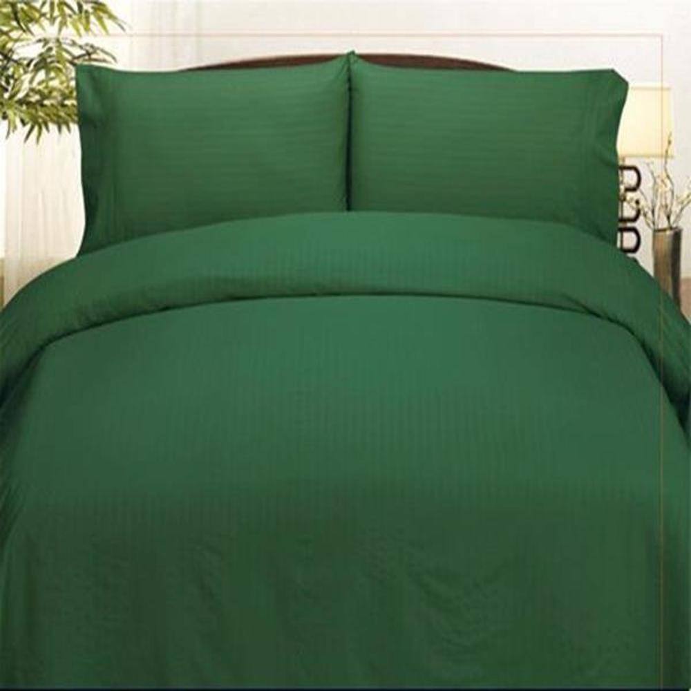Plazatex - Embossed Dobby Stripe 90GSM Microfiber Sheet Set - Queen 60x80" - Dark Green