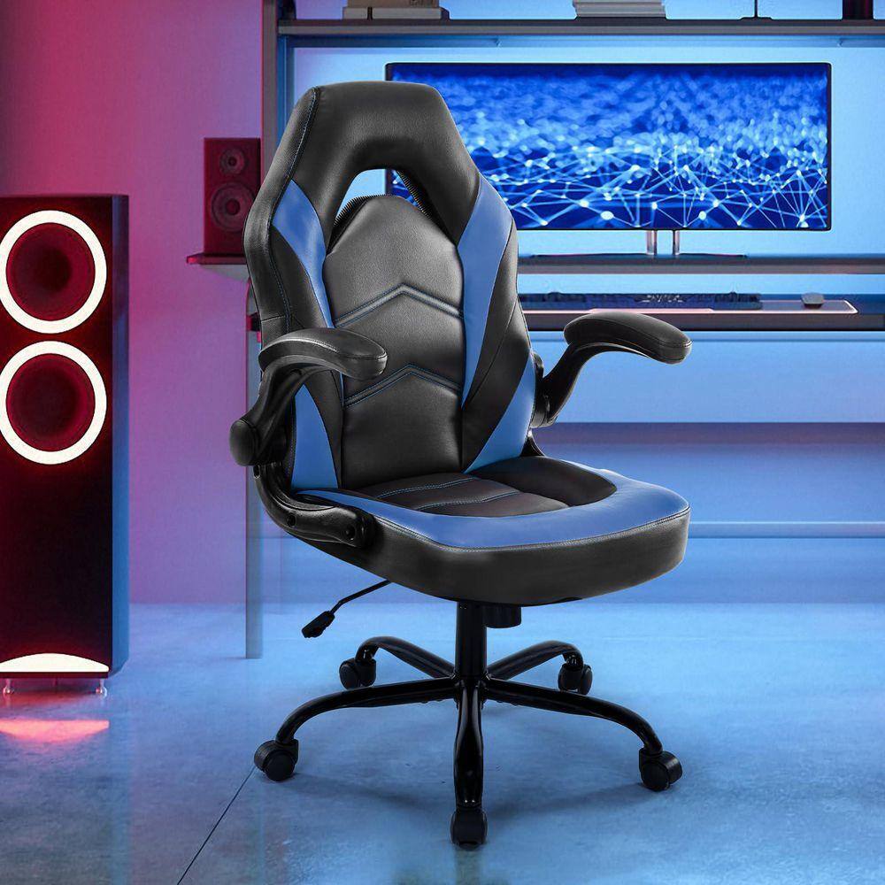 Alt View 4. Sweet - Gaming Chair Office Desk Leather Ergonomic Computer Chairs for Adults, Teens - Black Blue.