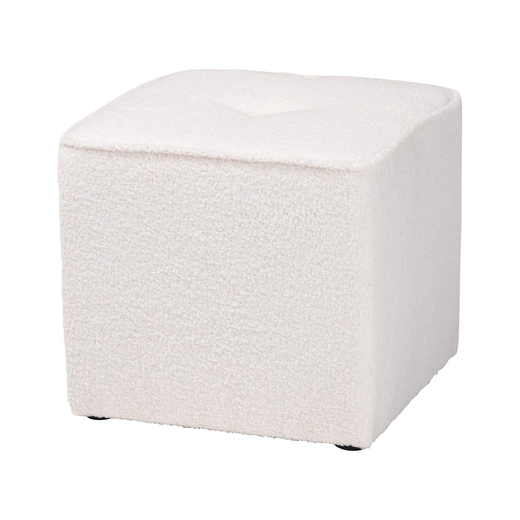 Baxton Studio - Isaiah Modern and Contemporary Boucle Upholstered Ottoman - Ivory