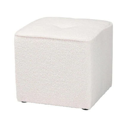 Front. Baxton Studio - Isaiah Modern and Contemporary Boucle Upholstered Ottoman - Ivory.