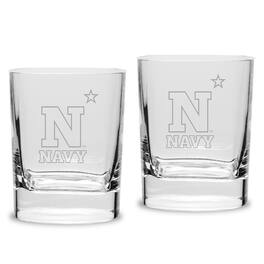 Jardine - Navy Midshipmen 2-Piece 11.75oz. Square Double Old Fashioned Glass Set - Multicolor