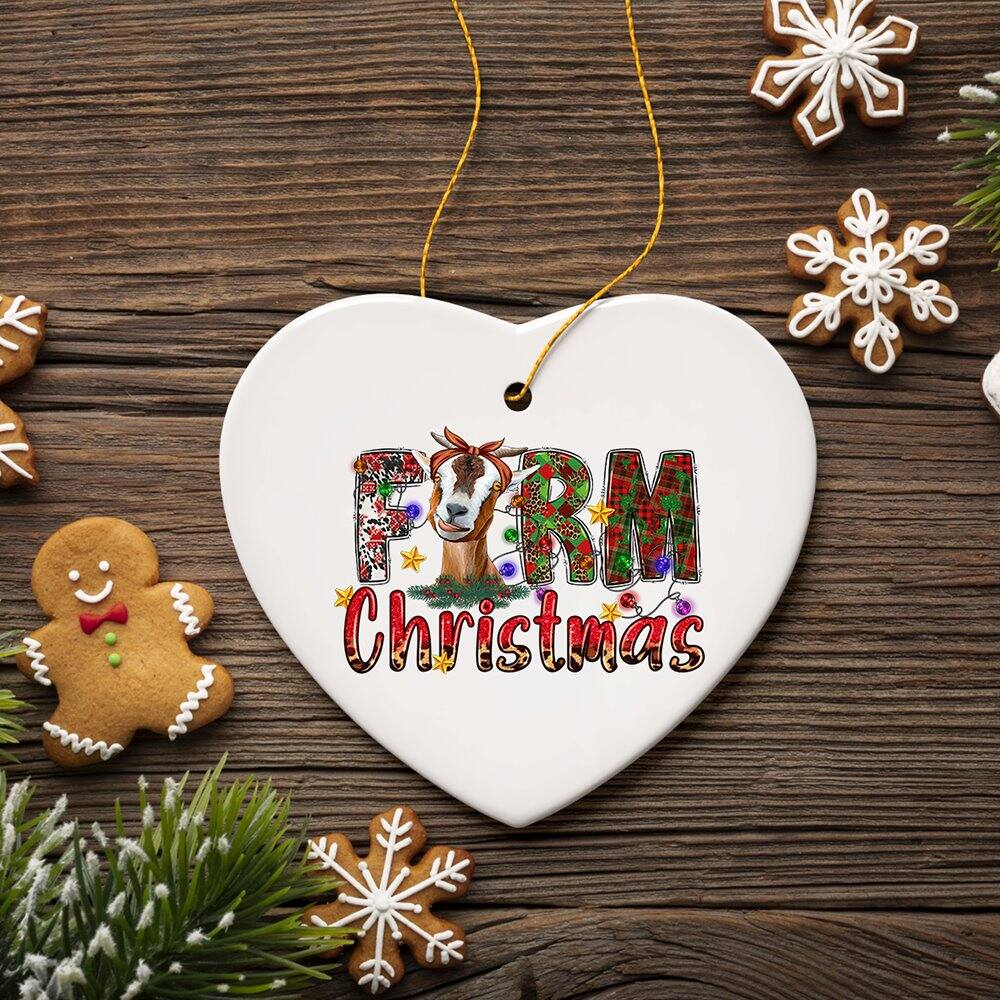 Back. OrnamentallyYou - Fun and Festive Farm Christmas Ornament with Goat and Plaids - Multi-colored.