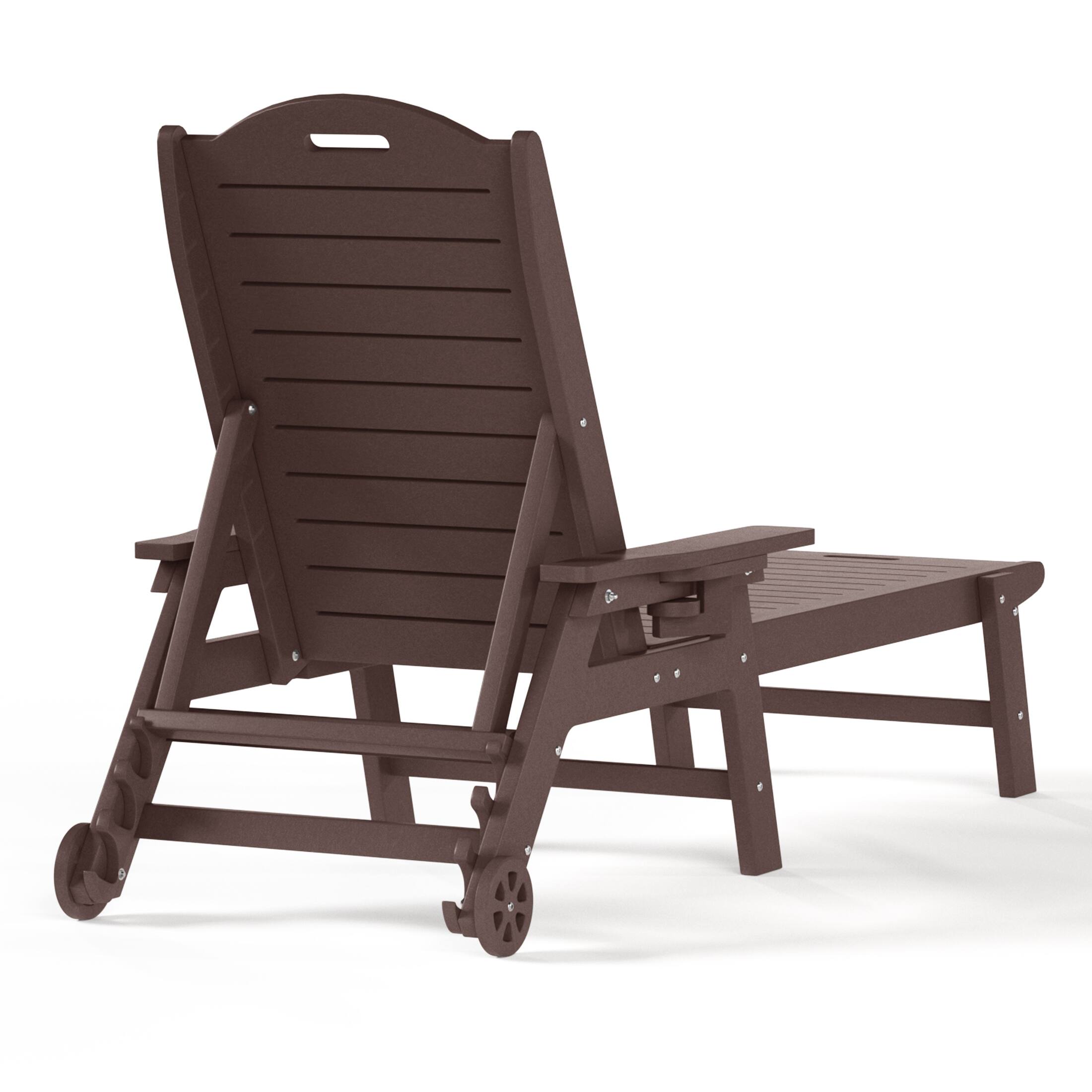 Alt View 1. WestinTrends - WestinTrends Aruba Outdoor HDPE Patio Chaise Lounges With Wheels & Cup Holder (Set of 4) - Dark Brown.