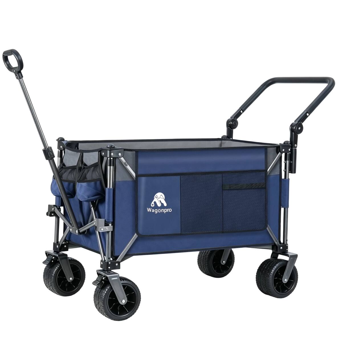 Alt View 8. Loheer - Loheer Folding Garden Wagon Cart with Adjustable Push Pull Handle, Heavy Duty Steel Frame and All Terrain Wheels.