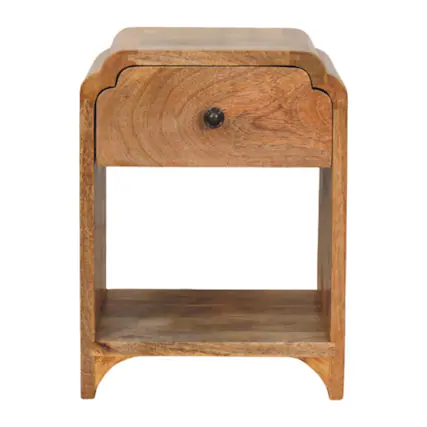 Front. Artisan Furniture - Artisan Furniture Solid Wood Newton Mini Oak-ish Nightstand with a drawer and open shelf - Oak.