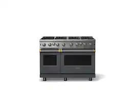 Viking - Pro 5 Series 6.1 Cu. Ft. Freestanding Open 8 Burner LP Gas Convection Range - Cast Black w. Brushed Brass - Cast Black