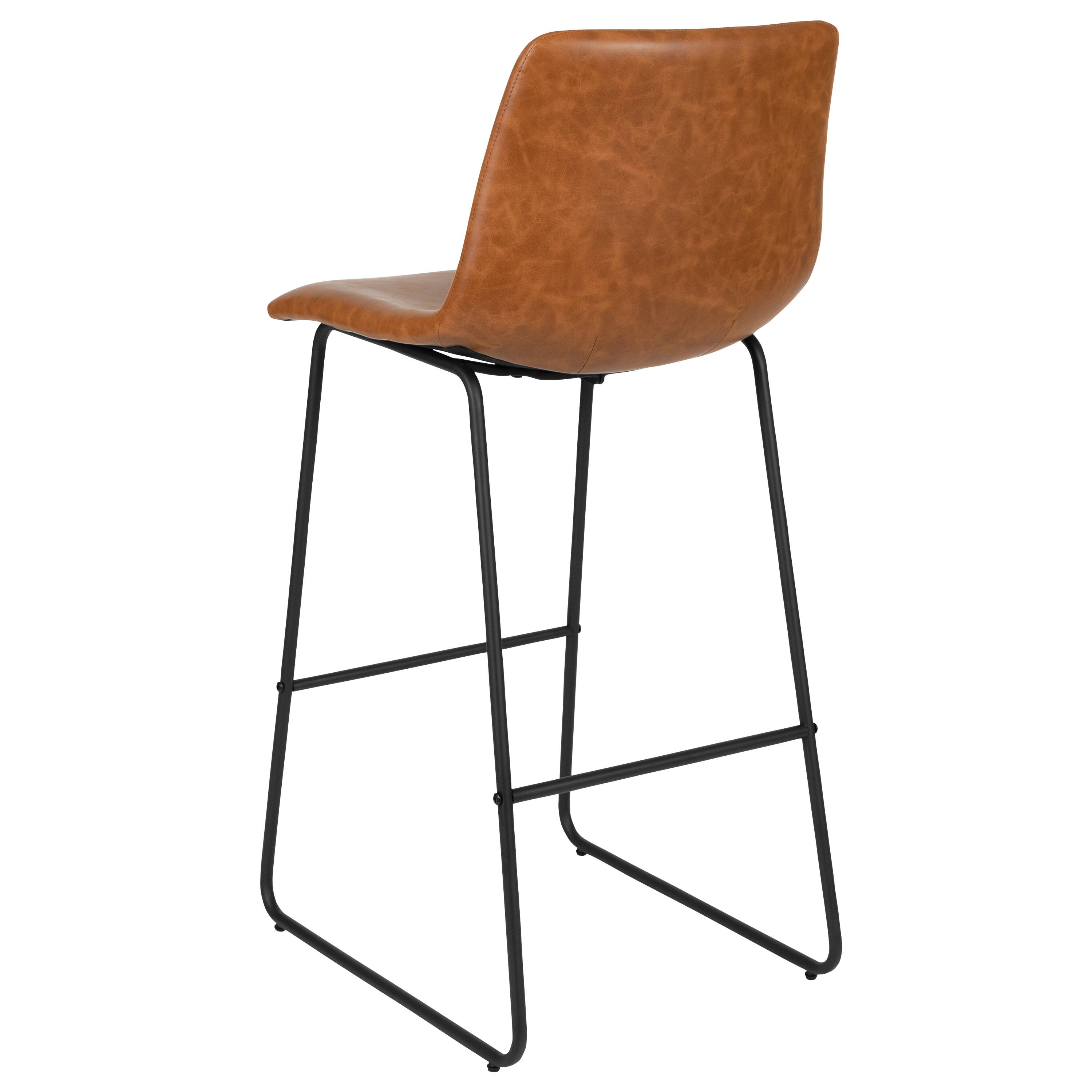 Alt View 14. Alamont Home - Reagan Set of 2 Kitchen Bar Height Stool - 30 Inch Light Brown LeatherSoft Barstool - Light Brown.