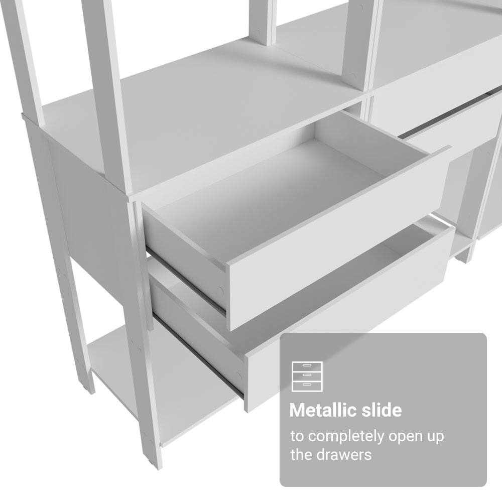 Metallic slide to completely open up the drawers