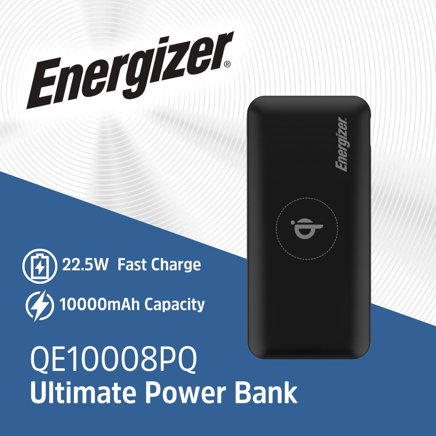 Energizer Ultimate Power Bank 22.5W Fast Charge 10000mAh Capacity QE10008PQ