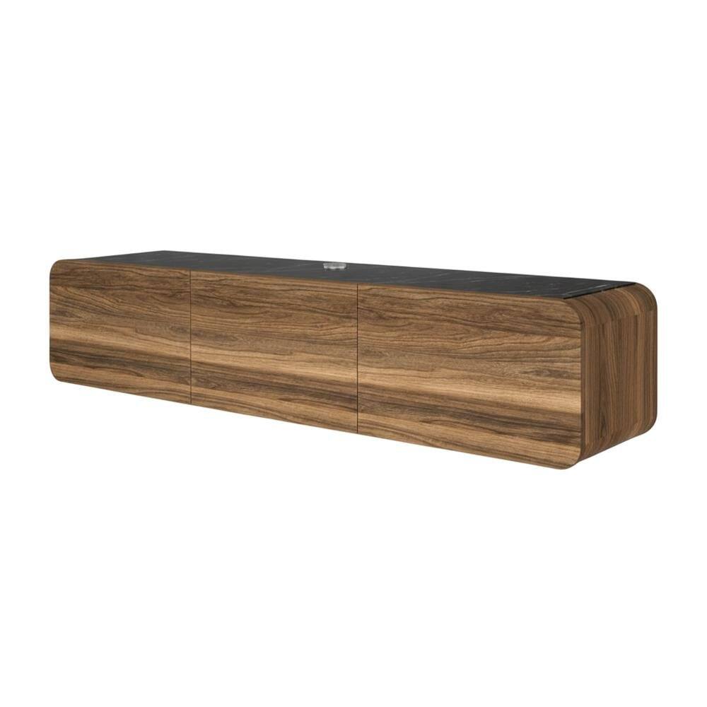 Alt View 3. FurniFact - Walnut Wall Mount TV Stand for Up to 80 Inch Screens and Indoor Use - Brown.