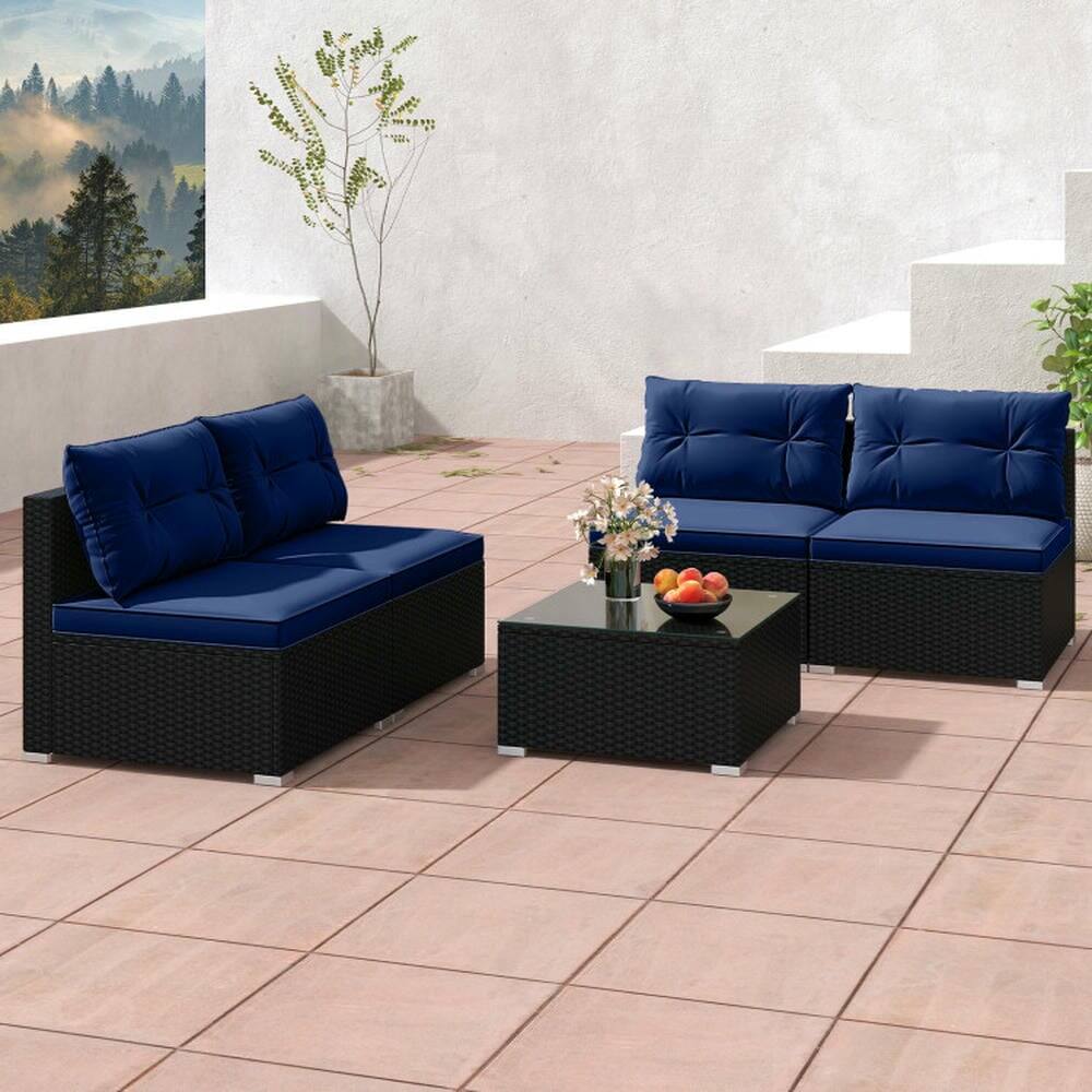 Alt View 6. Kadyn - Patio Furniture Sets,Outdoor & Patio Furniture Sets,5-Piece Outdoor Patio Furniture Set with Cushions - Blue.