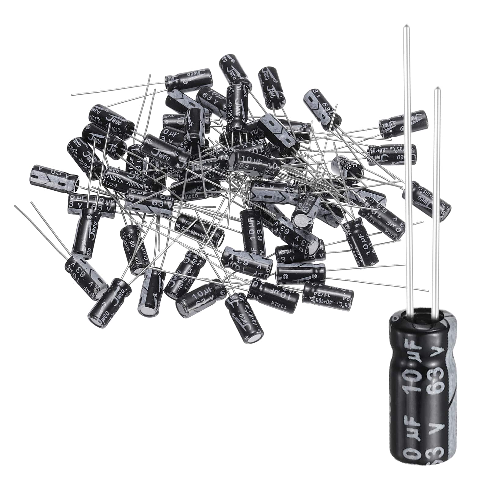 Unique Bargains - 60pcs 10uF 63V 5x11mm 105C Radial Aluminum Electrolytic Capacitor for TVs LCD Monitor VCD - Black