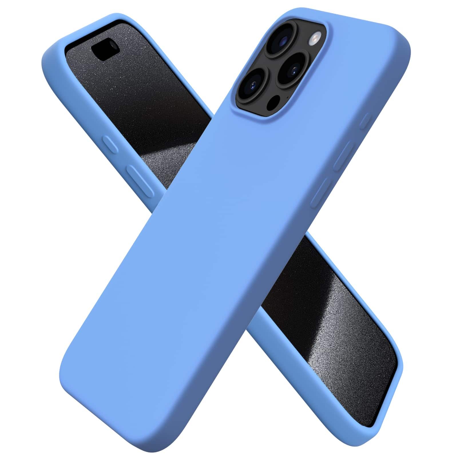 Front. Ornarto - ORNARTO Compatible with iPhone 15 Pro Max Case 6.7", Slim Liquid Silicone Full Covered Protective Cover-Sky Blue - Sky Blue.