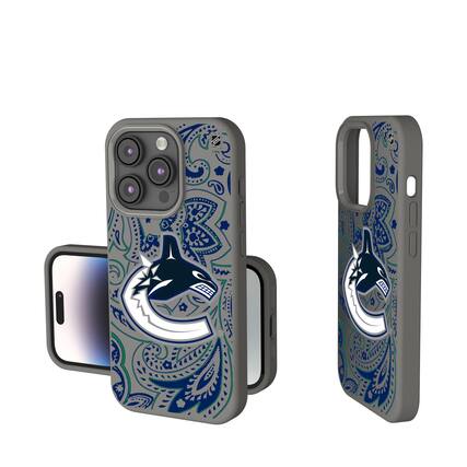 Front. Keyscaper - Gray Vancouver Canucks Paisley Soft Touch iPhone Case - 15 - Gray.
