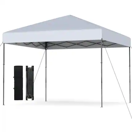 Front. Costway - Costway 10 X 10 FT Pop up Canopy Tent with Portable Carrying Bag 8 Stakes 4 Wind Ropes - White.