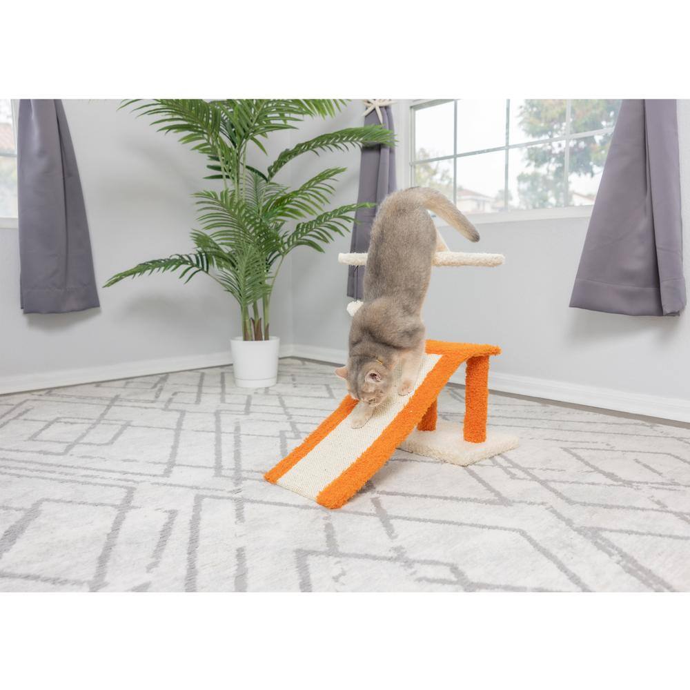 Alt View 2. Armarkat - TwoLevel Platform Real Wood Scratcher W Sisal Carpet Ramp - Beige.