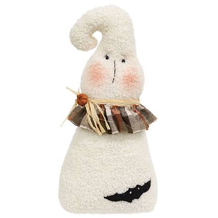 Front. BreeBe - Stuffed Plaid Ruffled Ghost Doll w/Bat - Multicolor.