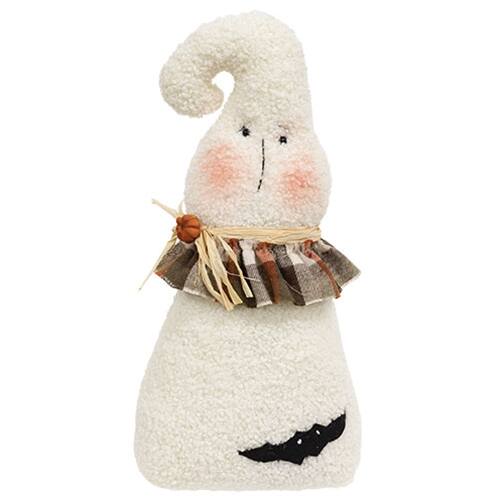 Front. BreeBe - Stuffed Plaid Ruffled Ghost Doll w/Bat - Multicolor.