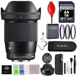 Sigma - 16mm f/1.4 DC DN Contemporary Lens for Canon RF Mount with Advanced Accessory and Travel Bundle | 16mm f1.4 canon - Black