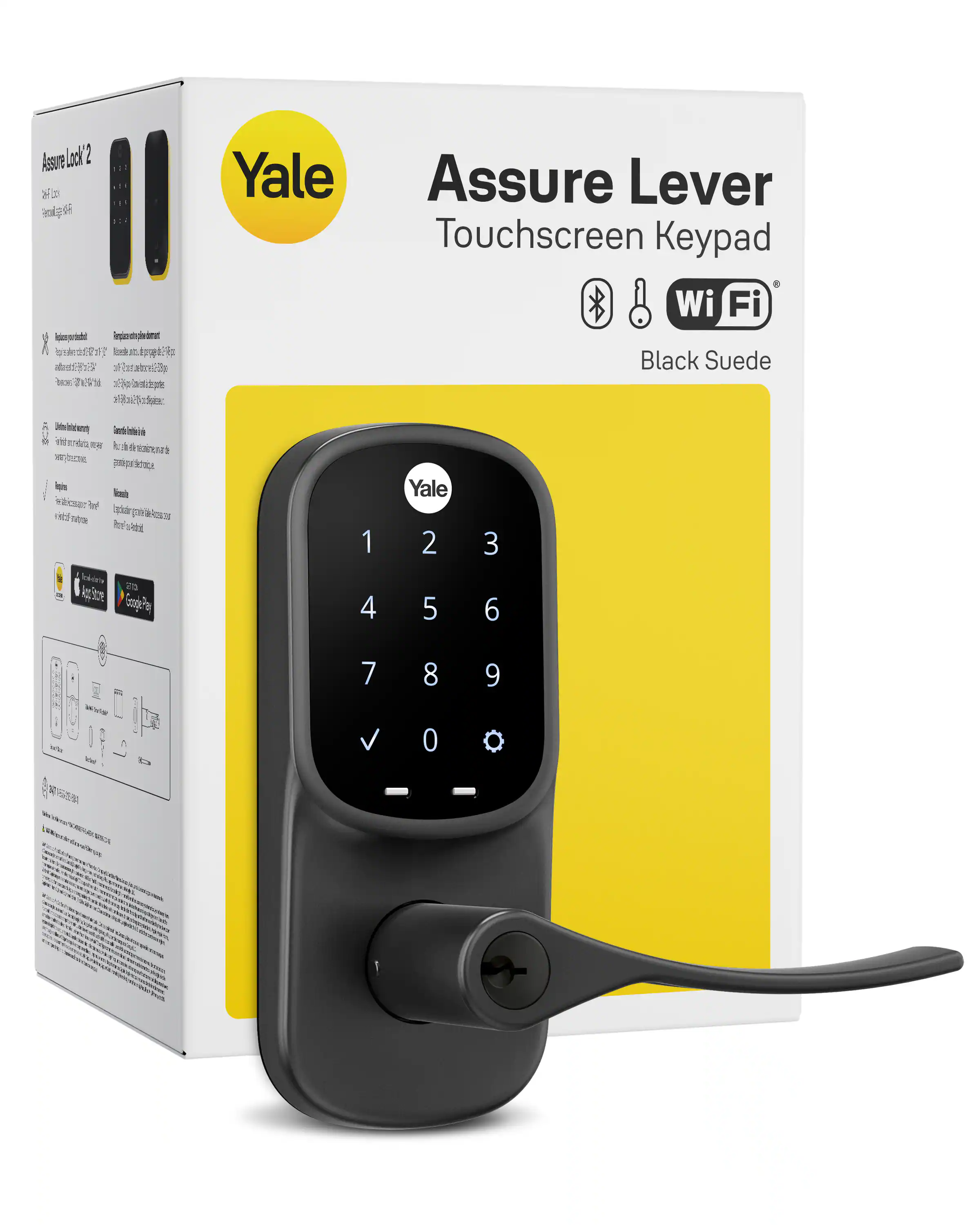 Assure Lock2 by Yale  
Assure Lever Touchscreen Keypad 0 Wi Fi  
Black Suede  

1  
2  
3  
4  
5  
6  
7  
8  
9  
0