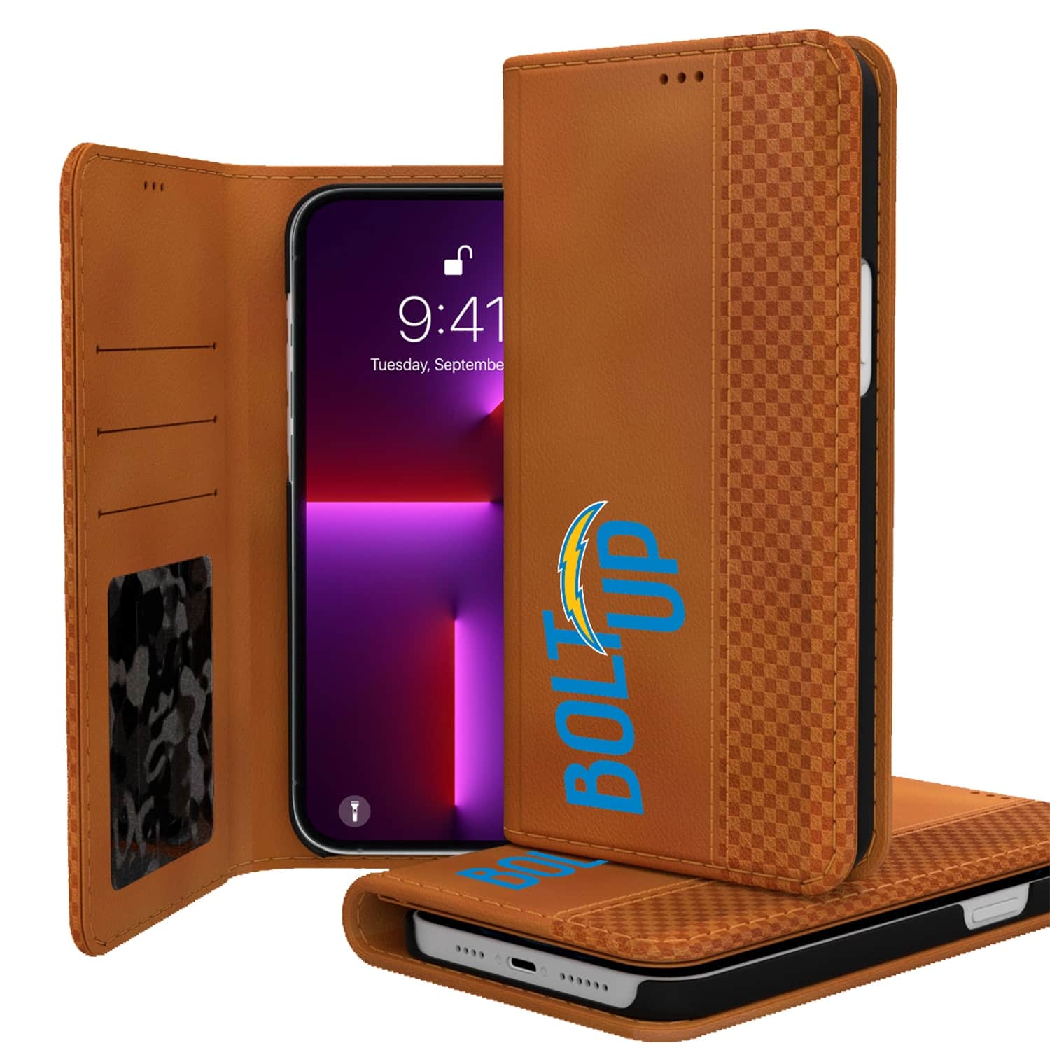 Keyscaper - NFL - Los Angeles Chargers iPhone Folio Case - 15 Pro - Brown