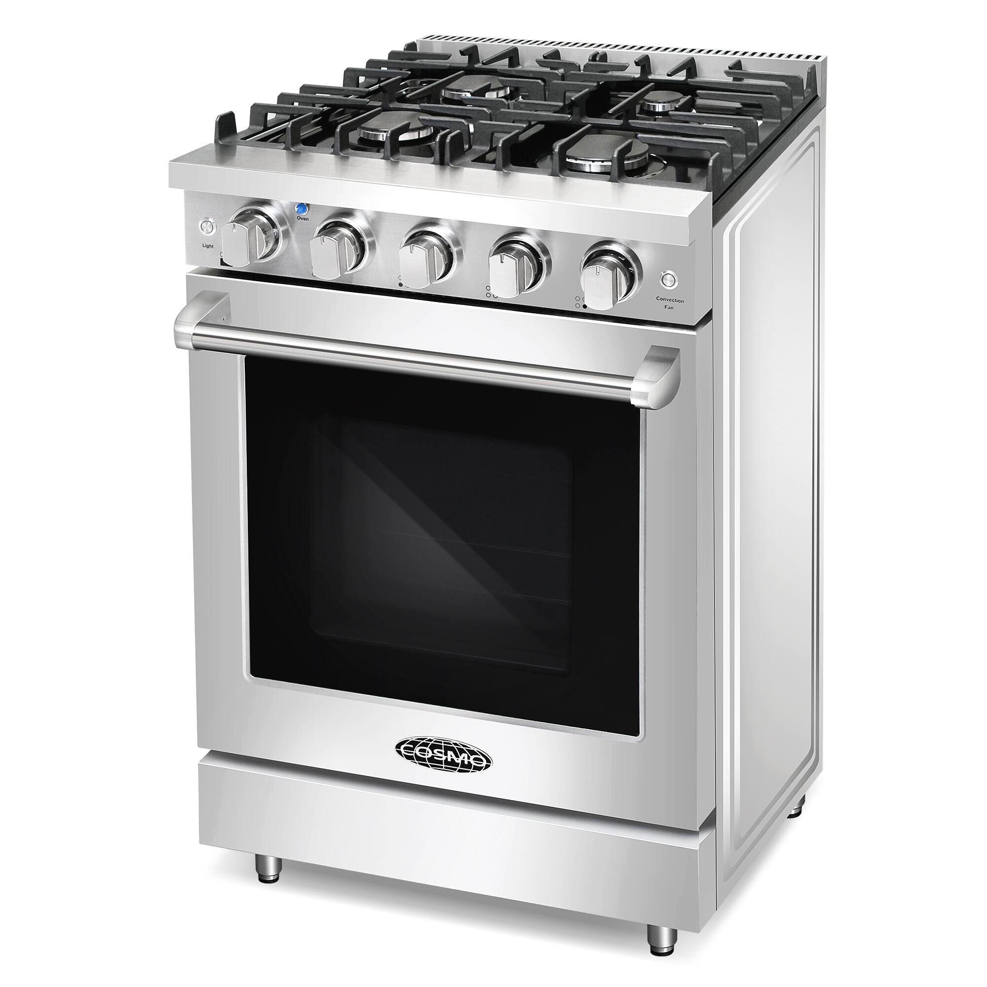 Alt View 8. COSMO - COS-EPGR244 24 in. Haven Collection 3.73 cu. ft. Gas Range with 4 Sealed Burners, Cast Iron Grates, Convection Oven - Stainless Steel.