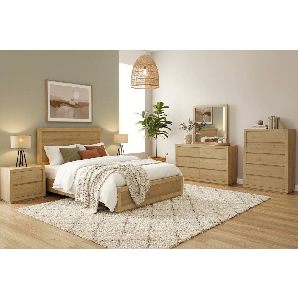 Alt View 3. Alpine Furniture - Harper Mirror - Light Oak.