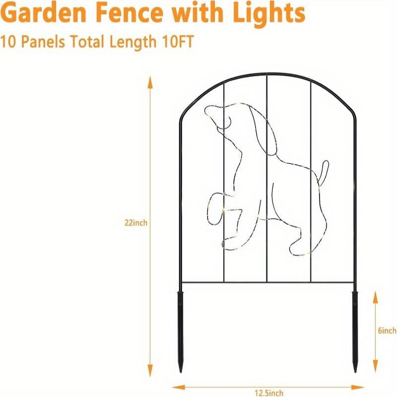 Garden Fence with Lights  
10 Panels Total Length 10FT  
22inch  
6inch  
12.5inch
