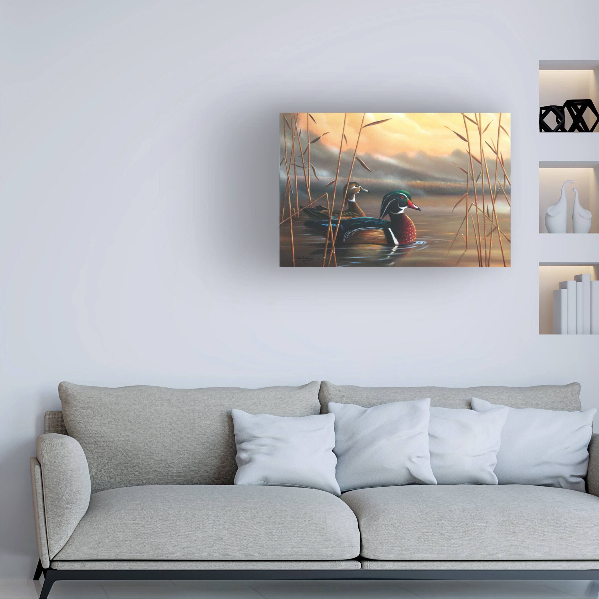 Angle. Trademark Fine Art - Geno Peoples 'Wood Ducks' Canvas Art - Multicolor.