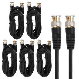 Unique Bargains - 5pcs BNC Male to BNC Male Coaxial Cable 5M RG59 75-3 for DVR CCTV Camera Monitor - Black