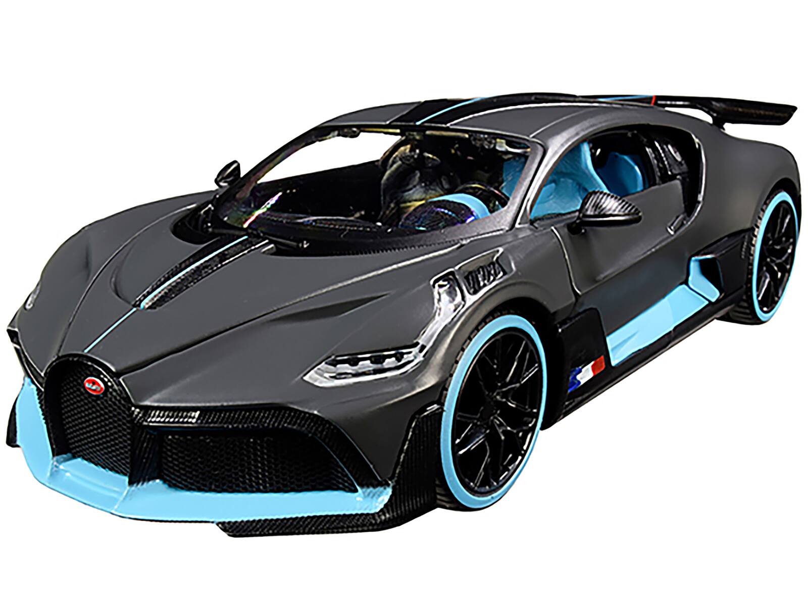 Alt View 1. Maisto - Bugatti Divo Satin Charcoal Gray with Carbon and Blue Accents "Special Edition" 1/24 Diecast Model Car by Maisto.