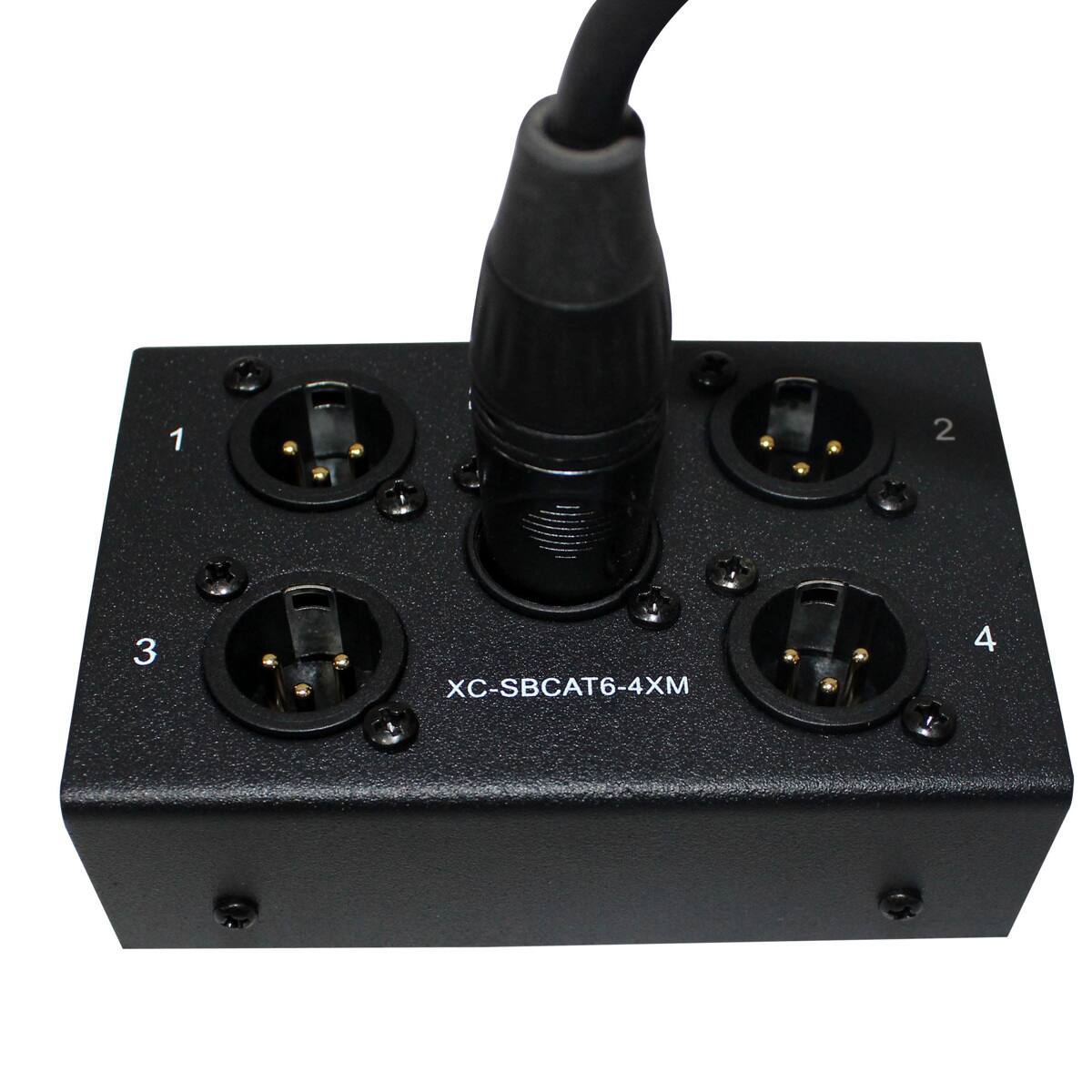 Front. ProX - ProX XC-SBCAT6-4XM 4-Channel XLR-M CAT6 Audio/DMX Portable Snake Box.