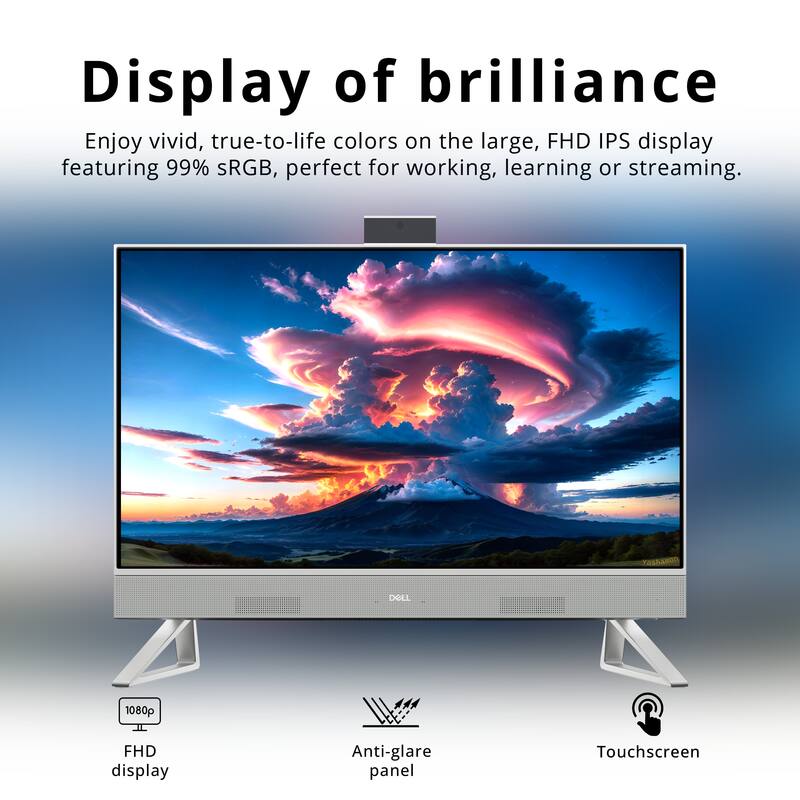 Display of brilliance

Enjoy vivid, true-to-life colors on the large, FHD IPS display featuring 99% sRGB, perfect for working, learning or streaming.

- 1080p FHD display
- Anti-glare panel
- Touchscreen