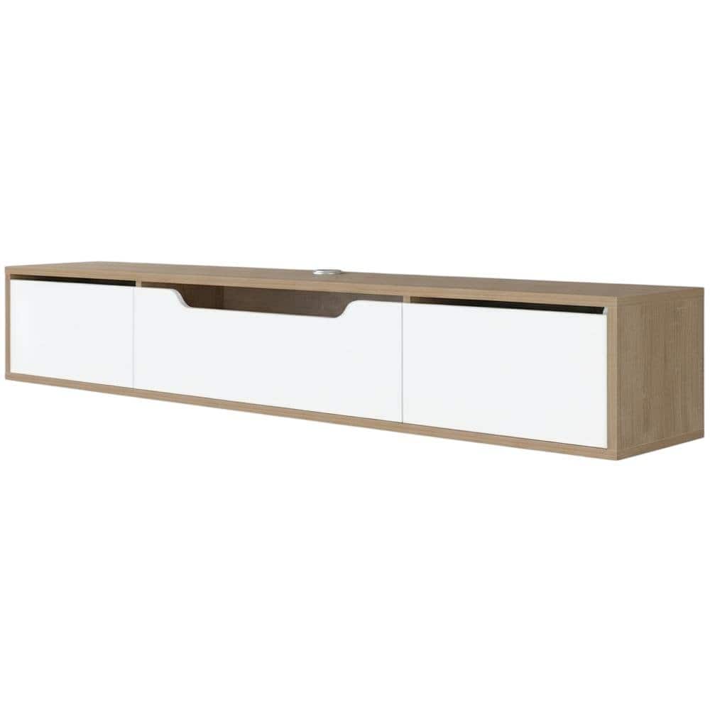 FurniFact - Beige Wall-Mounted TV Stand, Up to 80 Inch Screens, Engineered Wood Construction - Black price history on PriceWatchPro