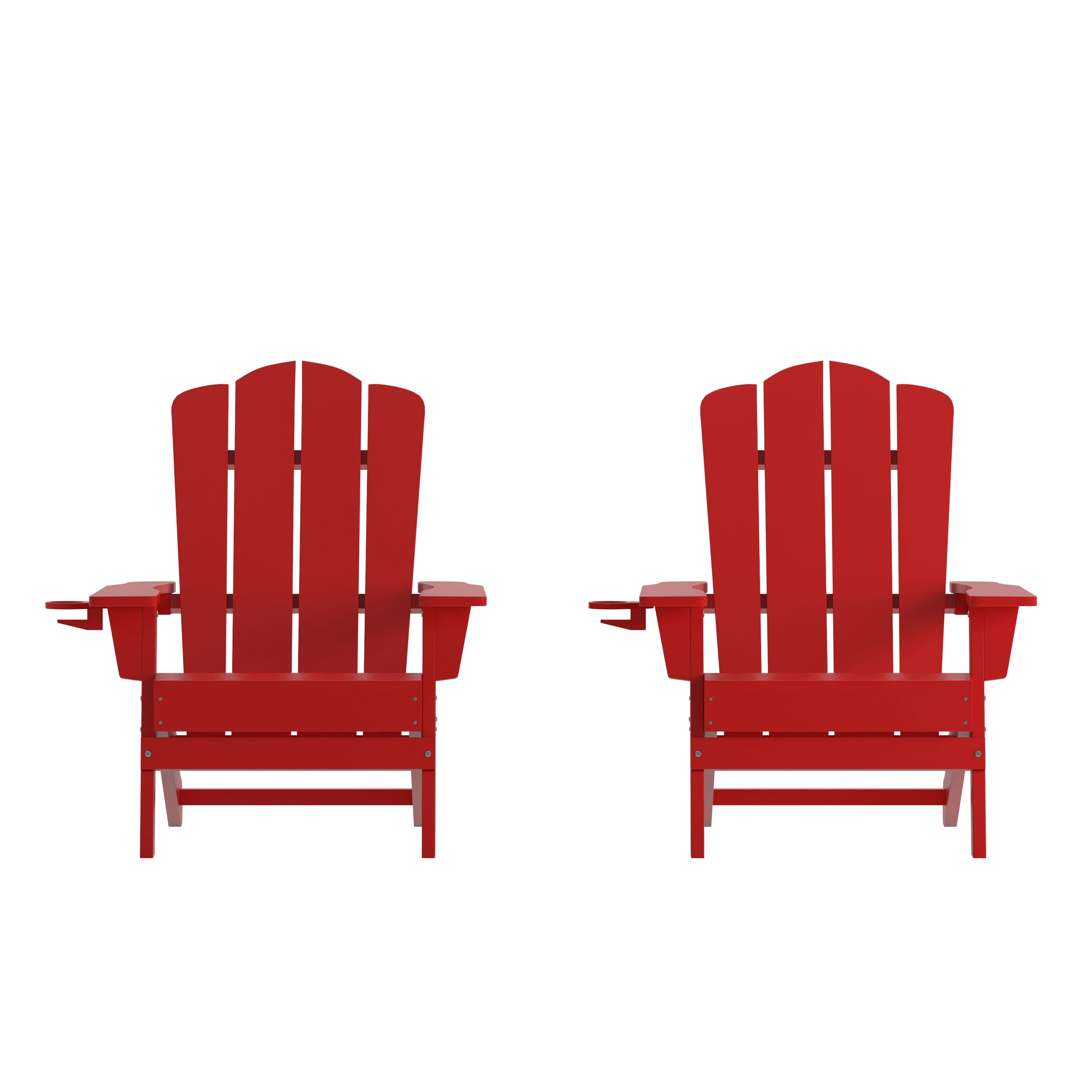 Emma + Oliver - Tiverton Set of 2 Adirondack Chairs with Cup Holders, Weather Resistant HDPE Adirondack Chairs - Red price history on PriceWatchPro