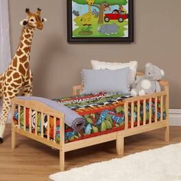 GOODSILO - Classic Solid Wood Toddler Bed with Safety Rails for Child's Room Transition - Natural