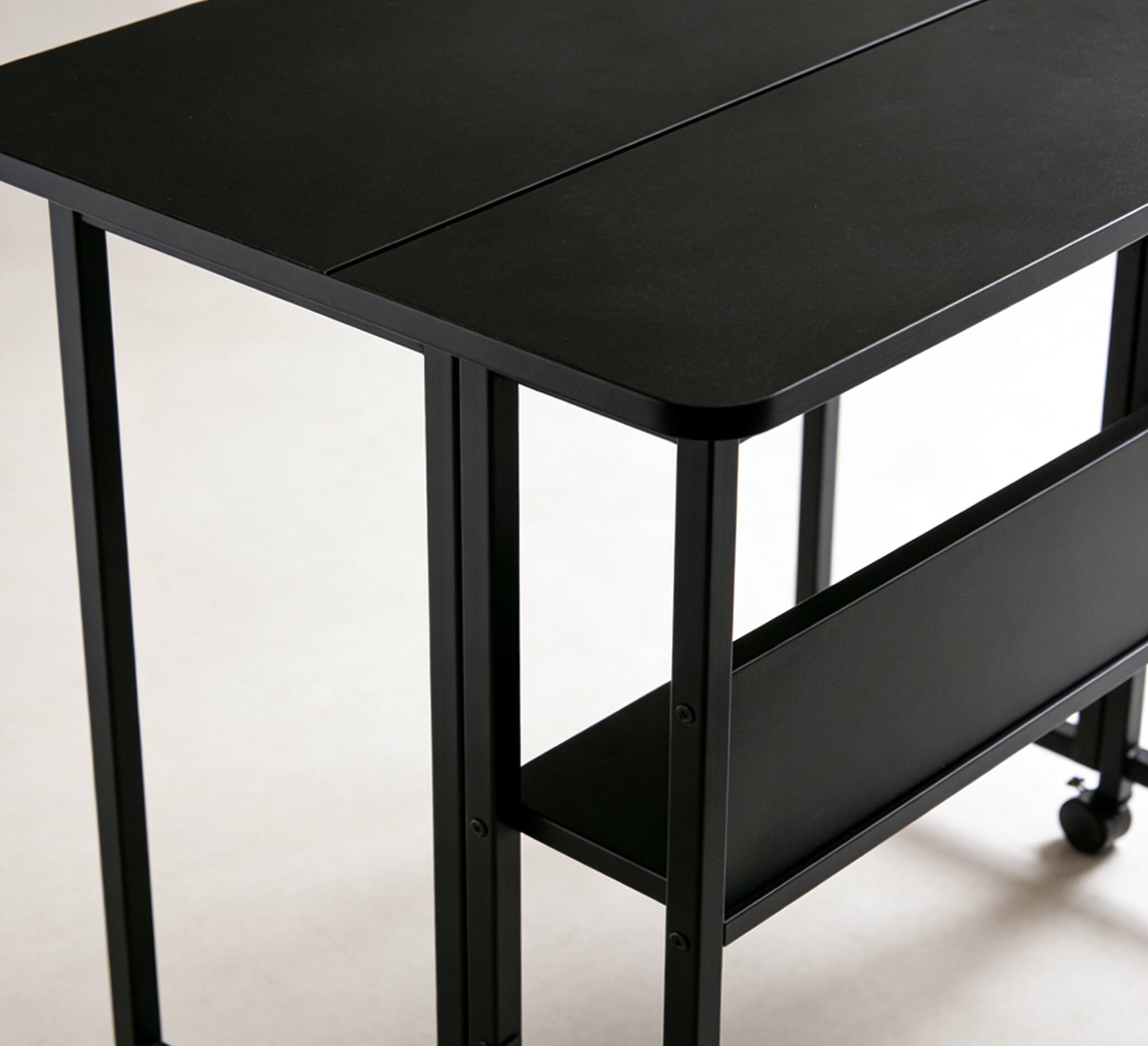 Alt View 3. PexFix - 31.5" Small Folding Desk, Space-Saving Computer Table with Wheels for Home Office & Bedroom - Black.